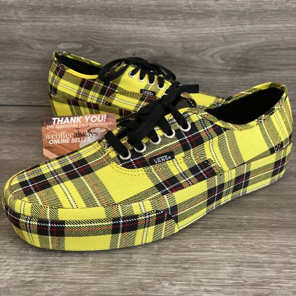 Vans Authentic Platform Patent Plaid Yellow NWB - Picture 3 of 10